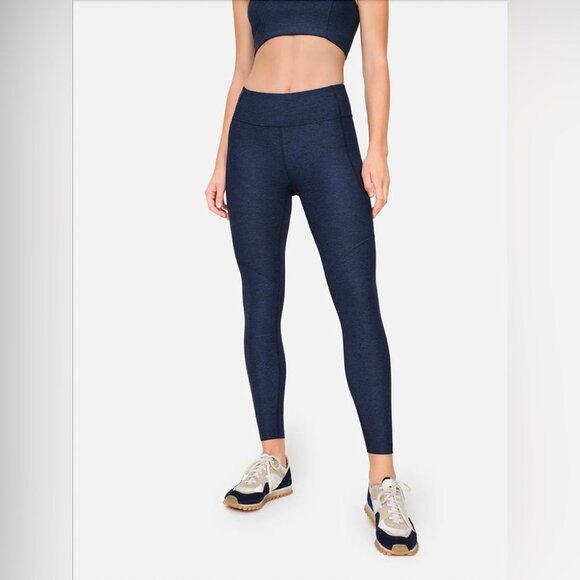Outdoor Voices Warmup Leggings 7/8 Length Navy Heathered Compression Size Large - Picture 3 of 11
